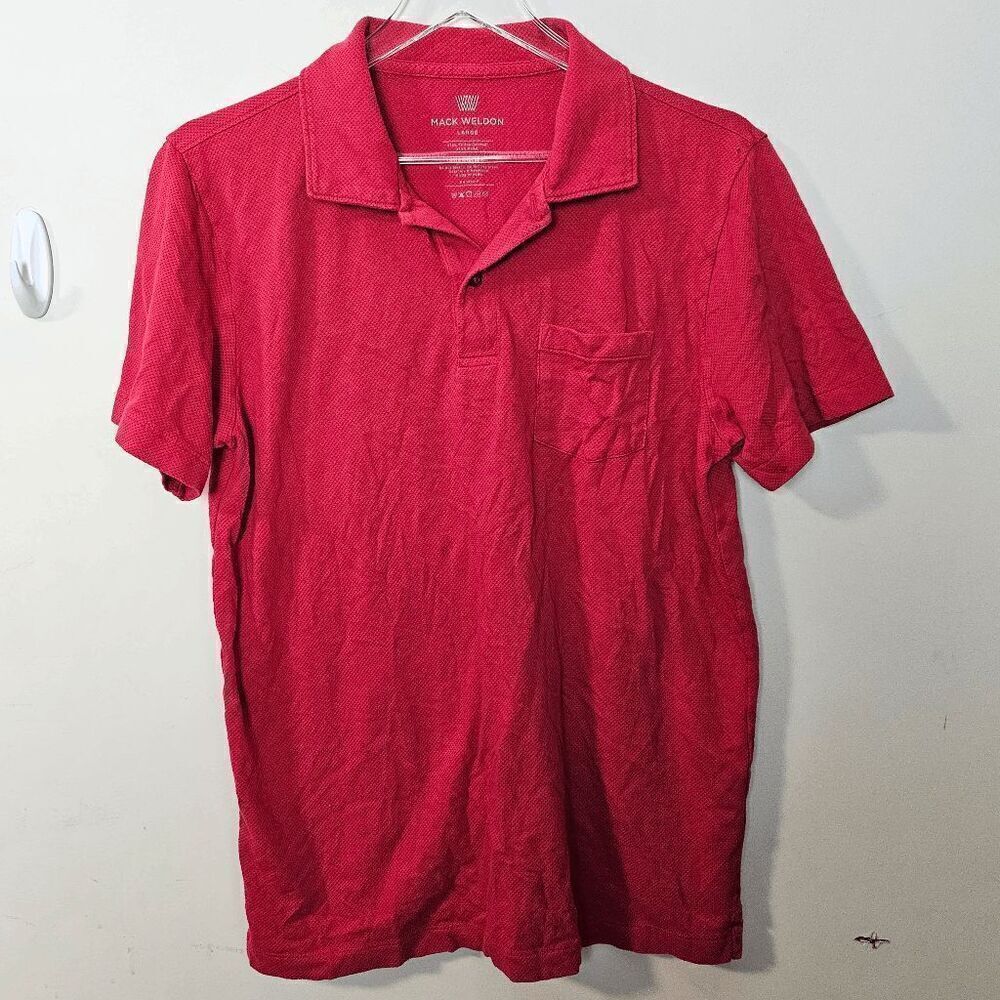 Mack Weldon Vesper Short Sleeve Polo Shirt Mens Red Size Large
